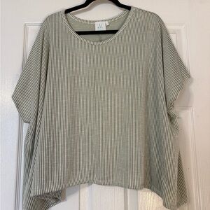 Light Sage Striped Short-Sleeve Top